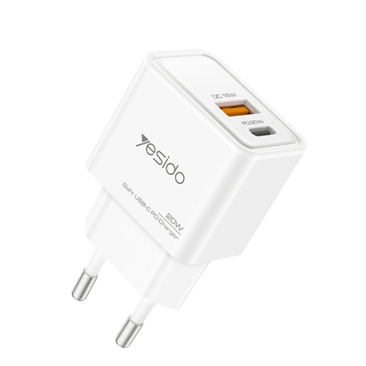 Yesido YC61 20W GaN Fast Wall Charger – Dual Port (USB-C + USB-A) Power Adapter