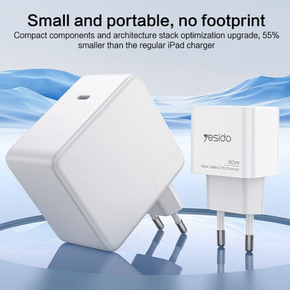 شاحن Yesido YC61 الذكي بقوة 20 واط - تقنية GaN المتقدمة بمنفذين (USB-A + Type-C)