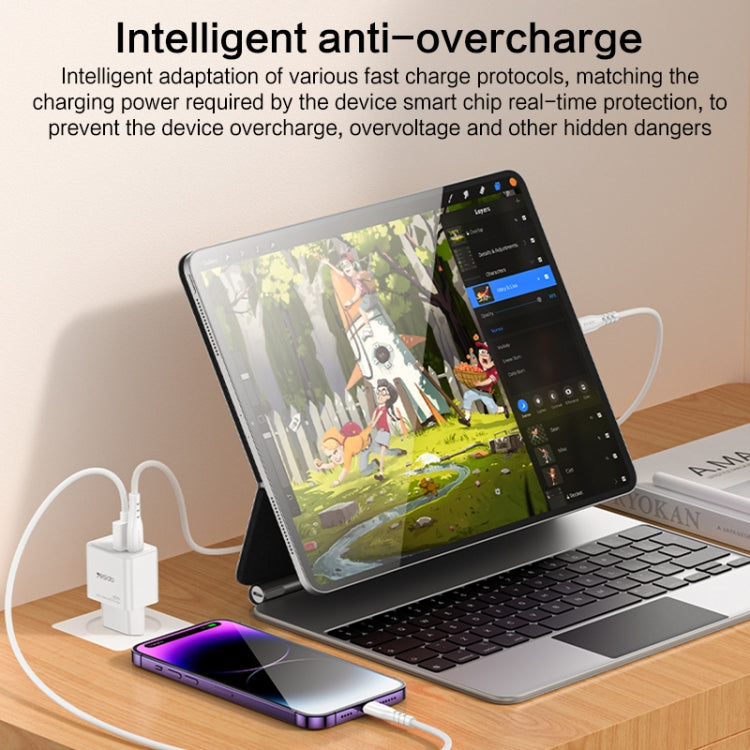 شاحن Yesido YC61 الذكي بقوة 20 واط - تقنية GaN المتقدمة بمنفذين (USB-A + Type-C)