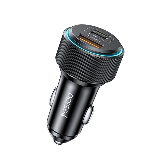 Yesido Y60 38W Fast Car Charger – Dual Port Output with Type-C to Lightning Cable