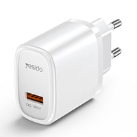 Yesido YC66 18W Fast Wall Charger – Single USB-A Port with QC 3.0 Support