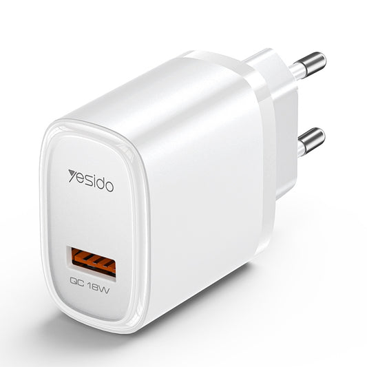 Yesido YC66 18W Fast Wall Charger – Single USB-A Port with QC 3.0 Support