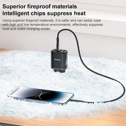 شاحن Yesido YC67 الذكي بقوة 17 واط - 3 منافذ (2x USB + Type-C) مع شاشة عرض رقمية