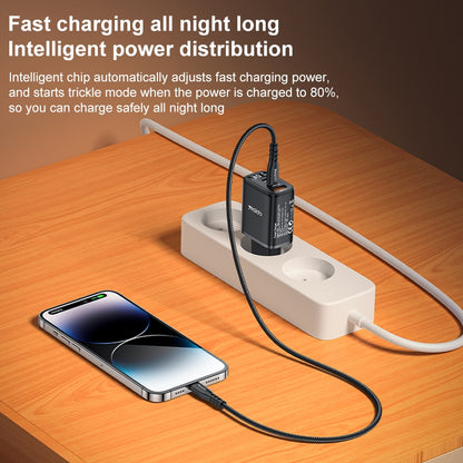 شاحن Yesido YC69 الذكي بقوة 30 واط - 3 منافذ (USB + 2x Type-C) مع شاشة عرض رقمية