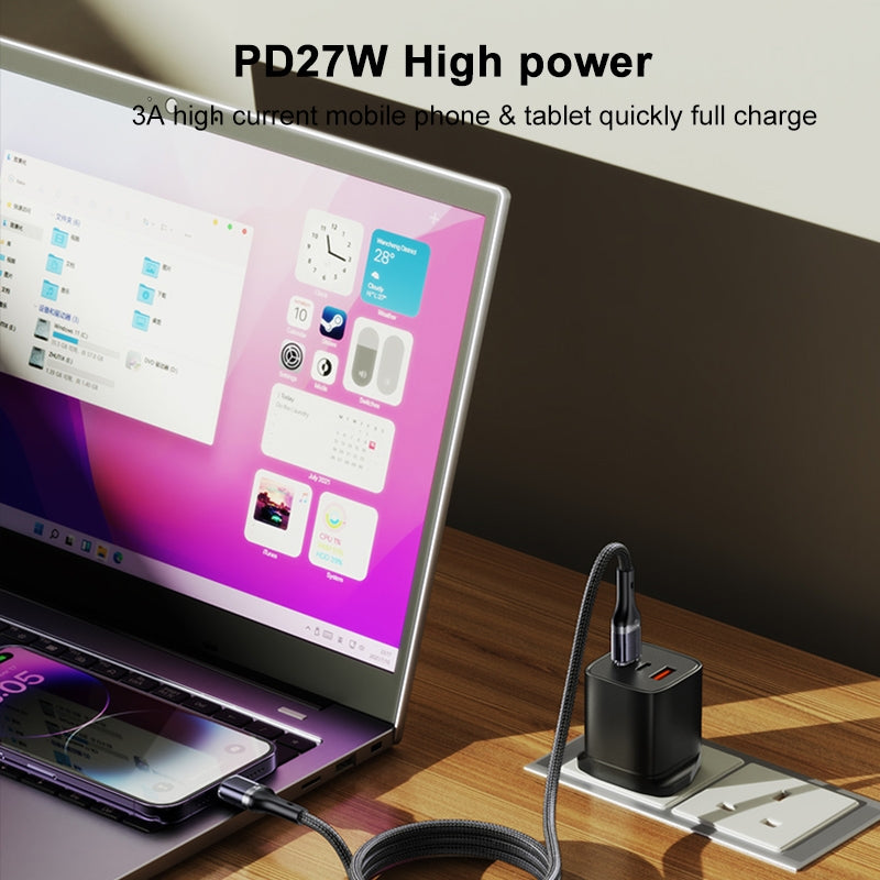 كابل يسيدو Yesido CA167 بطول 1.2 متر (Type-C إلى Lightning) بقوة 27 واط - تصميم مضفر بخيوط PP للأداء الشاق