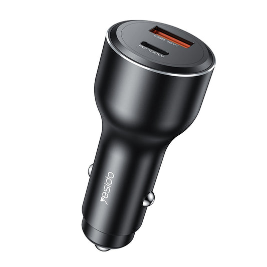Yesido Y65 Super Fast Car Charger 118W – PD 100W Type-C + QC 18W USB Output