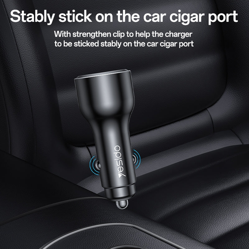 Yesido Y65 Super Fast Car Charger 118W – PD 100W Type-C + QC 18W USB Output