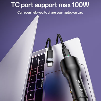 Yesido Y65 Super Fast Car Charger 118W – PD 100W Type-C + QC 18W USB Output