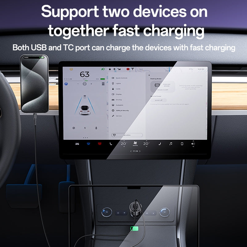 Yesido Y65 Super Fast Car Charger 118W – PD 100W Type-C + QC 18W USB Output