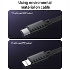 شاحن السيارة Yesido Y61 المتطور بقدرة 53 واط - مزود بكابلات Type-C و Lightning قابلة للسحب ومنفذ USB