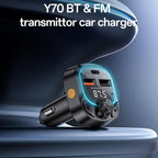 Yesido Y70 Bluetooth 5.3 FM Transmitter & Car Charger – Dual USB + Type-C Output