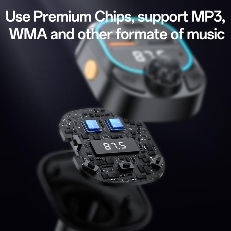 جهاز إرسال FM ومحول بلوتوث 5.3 للسيارة Yesido Y70 - منفذ USB و Type-C للشحن