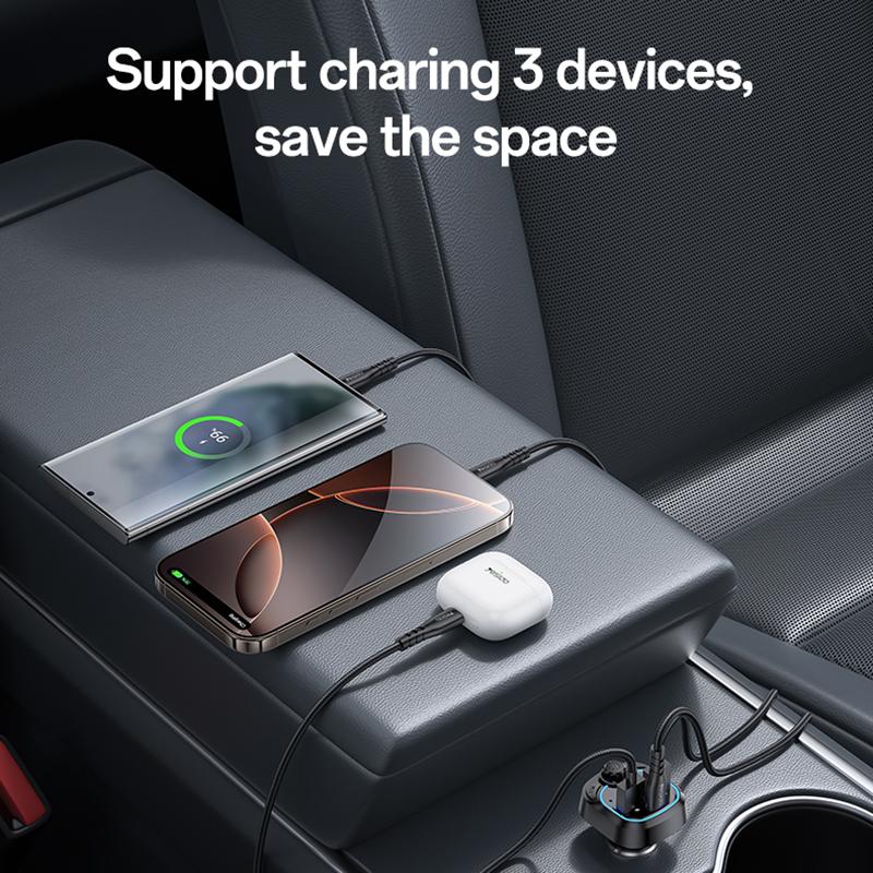 جهاز إرسال FM ومحول بلوتوث 5.3 للسيارة Yesido Y70 - منفذ USB و Type-C للشحن