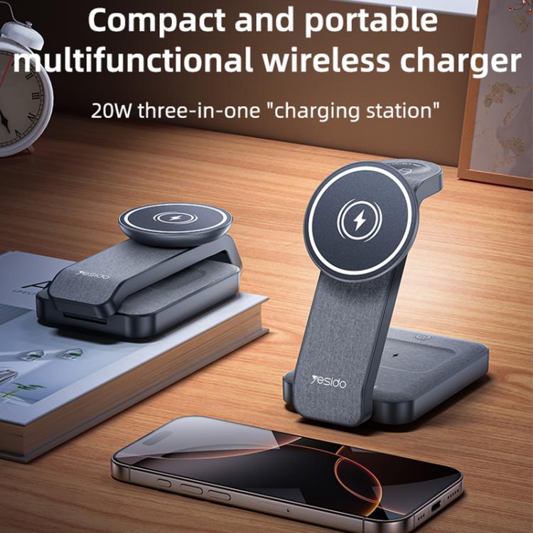 Yesido DS26 4-in-1 Magnetic Wireless Charging Stand with Night Light and Fabric Texture