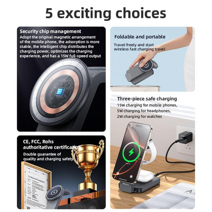 Yesido DS26 4-in-1 Magnetic Wireless Charging Stand with Night Light and Fabric Texture