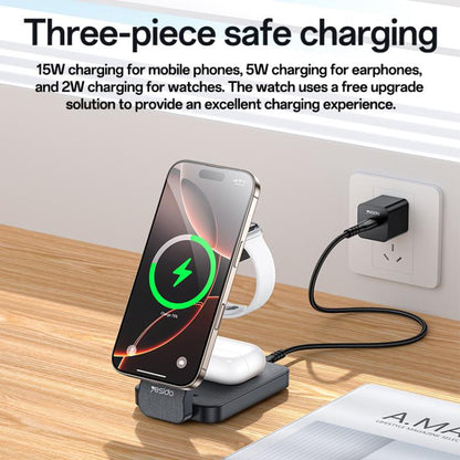 Yesido DS26 4-in-1 Magnetic Wireless Charging Stand with Night Light and Fabric Texture