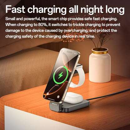 Yesido DS26 4-in-1 Magnetic Wireless Charging Stand with Night Light and Fabric Texture