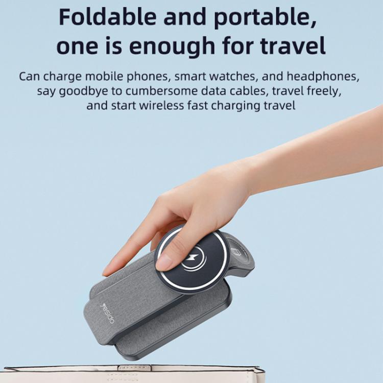Yesido DS26 4-in-1 Magnetic Wireless Charging Stand with Night Light and Fabric Texture