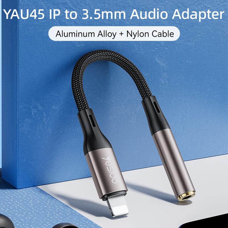 Yesido YAU45 Smart Aux Audio Cable – Integrated Independent Decoding Chip, Heavy-Duty Braided Wire & Aluminum Alloy Shell Supporting Line Control & Voice Calls