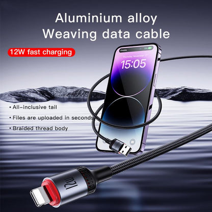 Yesido CA129L 12W USB-A to Lightning Cable – 1.2m 3-Step Molded Braided Nylon & Aluminum Alloy Connectors (2.4A)