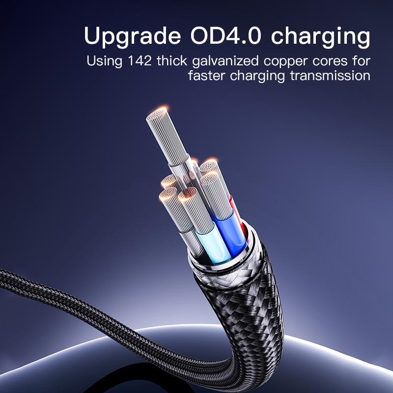 Yesido CA129L 12W USB-A to Lightning Cable – 1.2m 3-Step Molded Braided Nylon & Aluminum Alloy Connectors (2.4A)