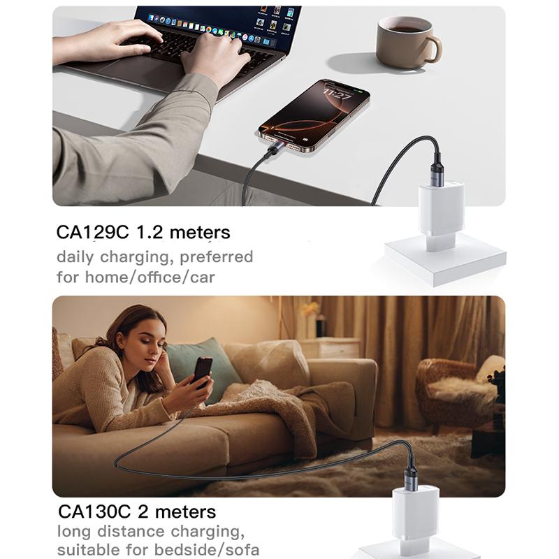 Yesido CA130C 18W Long USB-A to USB-C Cable – 2m 3-Step Molded Braided Nylon & Aluminum Alloy Connectors (3A)