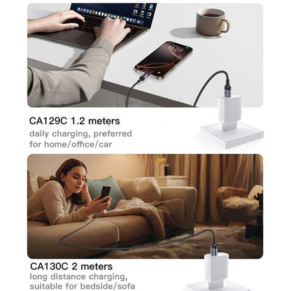 Yesido CA130C 18W Long USB-A to USB-C Cable – 2m 3-Step Molded Braided Nylon & Aluminum Alloy Connectors (3A)