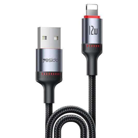 Yesido CA130L 12W Long USB-A to Lightning Cable – 2m 3-Step Molded Braided Nylon & Aluminum Alloy Connectors (2.4A)