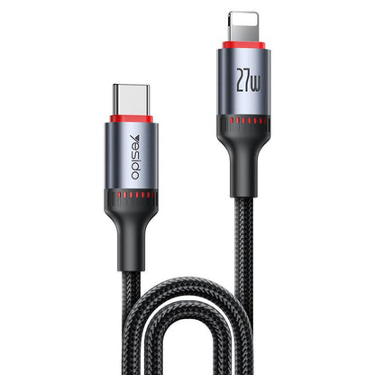 كابل يسيدو Yesido CA184 بطول 2 متر (Type-C إلى Lightning) بقوة 27 واط - تصميم مضفر وهيكل من الألومنيوم