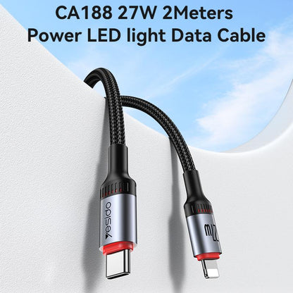 كابل يسيدو Yesido CA184 بطول 2 متر (Type-C إلى Lightning) بقوة 27 واط - تصميم مضفر وهيكل من الألومنيوم