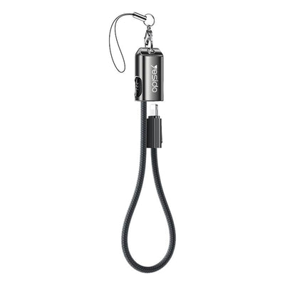 Yesido CA178 Portable Keychain PD 27W Type-C to Lightning Zinc Alloy Data Cable – 20cm Compact Design (Black)