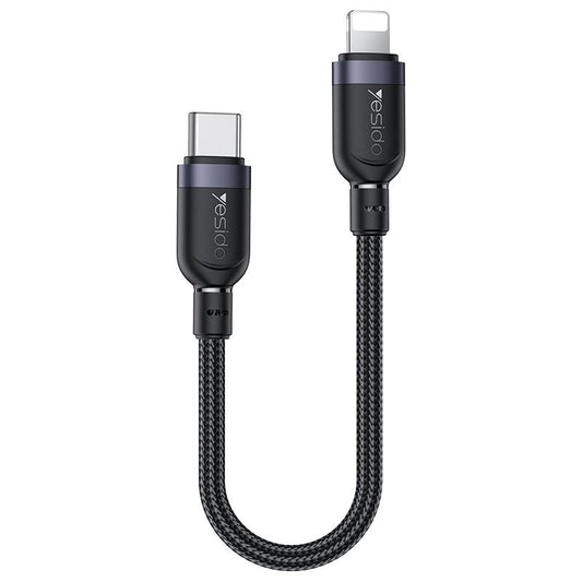 كابل يسيدو Yesido CA187 بطول 30 سم (Type-C إلى Lightning) بقوة 27 واط - تصميم مضفر مثالي للباور بانك