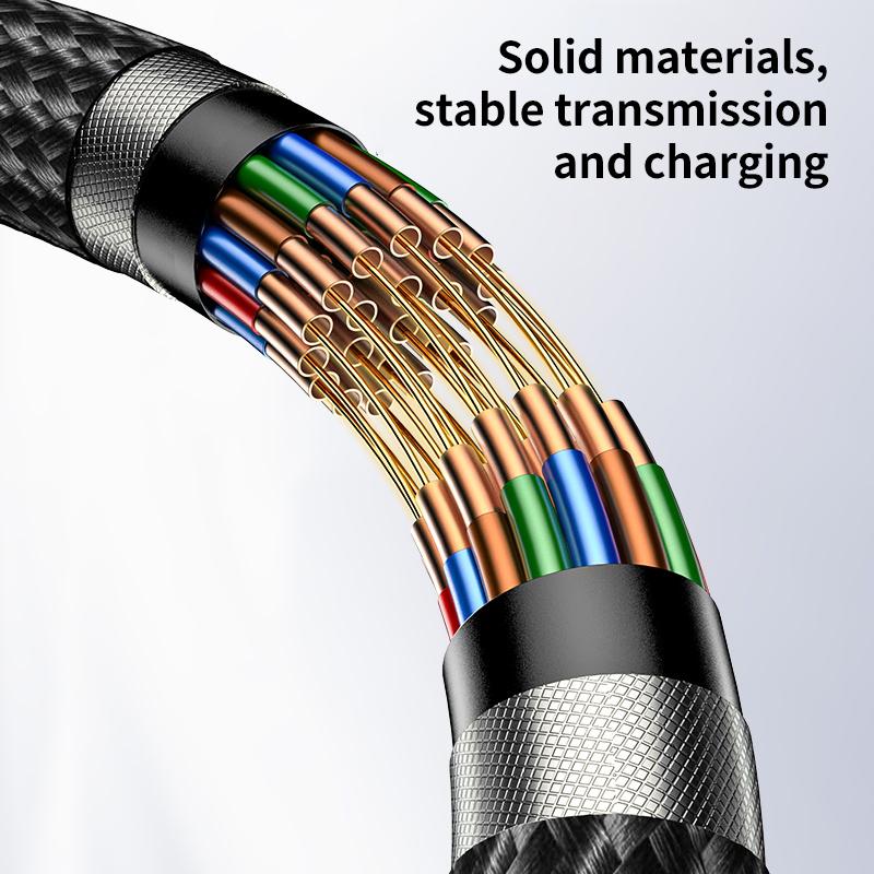 Yesido CA187 27W 3A USB-C to Lightning Charging & Data Cable – 0.3m Compact Braided Design (Black)