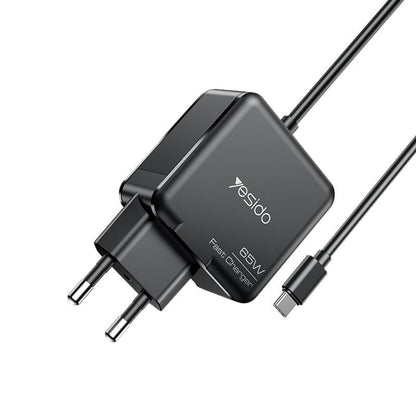 شاحن Yesido YC75 السريع بقوة 65 واط - منفذ Type-C PD مع كابل مدمج بطول 2 متر للابتوب والموبايل