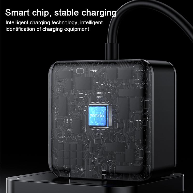 شاحن Yesido YC75 السريع بقوة 65 واط - منفذ Type-C PD مع كابل مدمج بطول 2 متر للابتوب والموبايل