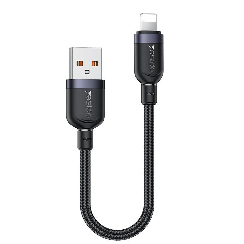 كابل يسيدو Yesido CA131L قصير بطول 30 سم (USB-A إلى Lightning) بقوة 12 واط - تصميم مضفر مصفح وهيكل من سبائك الألومنيوم