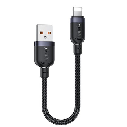 كابل يسيدو Yesido CA131L قصير بطول 30 سم (USB-A إلى Lightning) بقوة 12 واط - تصميم مضفر مصفح وهيكل من سبائك الألومنيوم