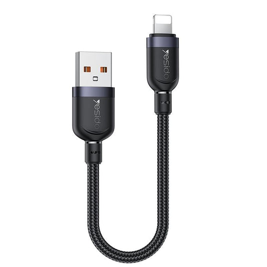 Yesido CA131L 12W Short USB-A to Lightning Charging Cable – 30cm Braided Nylon & Aluminum Alloy Connectors (2.4A)
