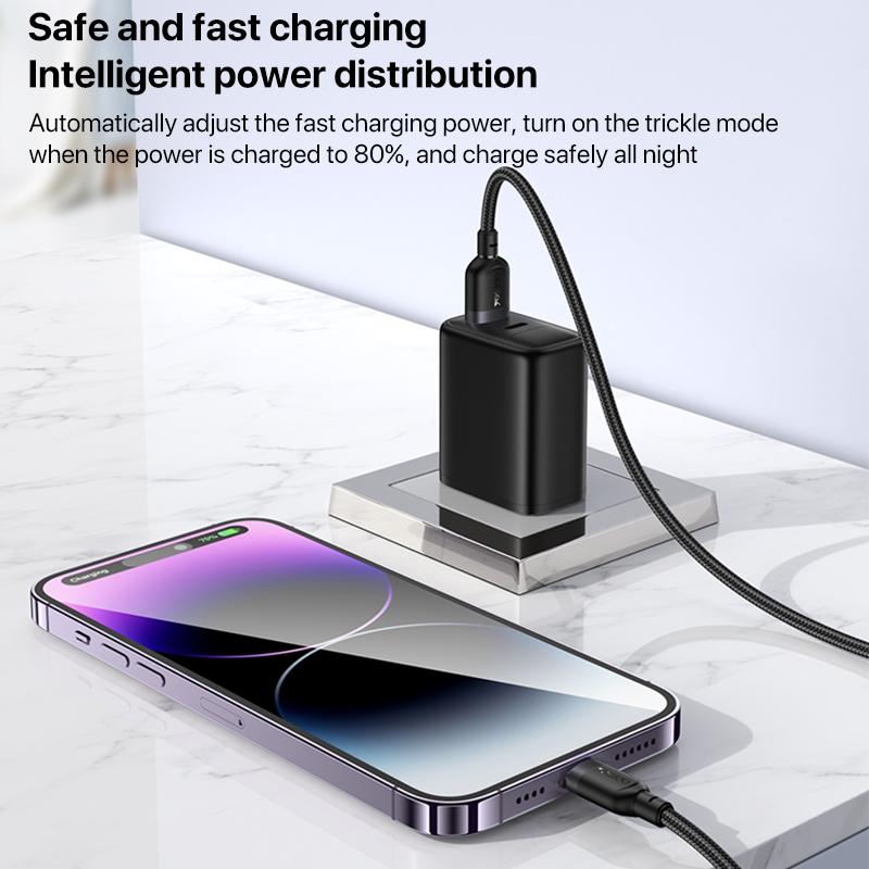 كابل يسيدو Yesido CA131L قصير بطول 30 سم (USB-A إلى Lightning) بقوة 12 واط - تصميم مضفر مصفح وهيكل من سبائك الألومنيوم