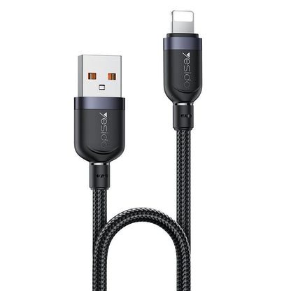 كابل يسيدو Yesido CA132L بطول 1.2 متر (USB-A إلى Lightning) بقوة 12 واط - تصميم مضفر مصفح وهيكل من سبائك الألومنيوم