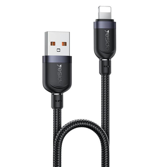 Yesido CA132L 12W USB-A to Lightning Charging Cable – 1.2m Braided Nylon & Aluminum Alloy Connectors (2.4A)