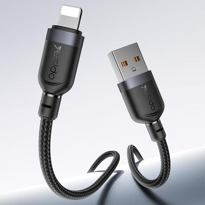 كابل يسيدو Yesido CA132L بطول 1.2 متر (USB-A إلى Lightning) بقوة 12 واط - تصميم مضفر مصفح وهيكل من سبائك الألومنيوم