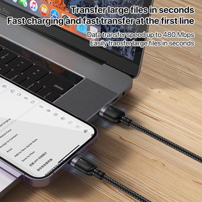 كابل يسيدو Yesido CA132L بطول 1.2 متر (USB-A إلى Lightning) بقوة 12 واط - تصميم مضفر مصفح وهيكل من سبائك الألومنيوم