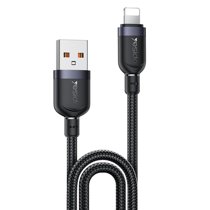 كابل يسيدو Yesido CA133L بطول 2 متر (USB-A إلى Lightning) بقوة 12 واط - تصميم مضفر مصفح وهيكل من الألومنيوم