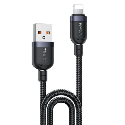 كابل يسيدو Yesido CA133L بطول 2 متر (USB-A إلى Lightning) بقوة 12 واط - تصميم مضفر مصفح وهيكل من الألومنيوم
