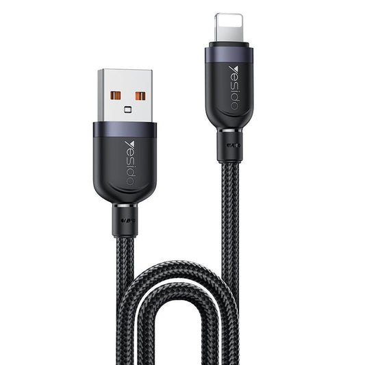 Yesido CA133L 12W Long USB-A to Lightning Cable – 2m Braided Nylon & Aluminum Alloy Connectors (2.4A)