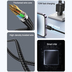 Yesido CA133L 12W Long USB-A to Lightning Cable – 2m Braided Nylon & Aluminum Alloy Connectors (2.4A)