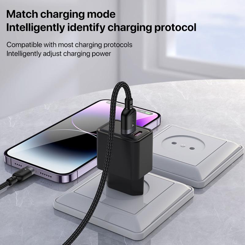 كابل يسيدو Yesido CA133L بطول 2 متر (USB-A إلى Lightning) بقوة 12 واط - تصميم مضفر مصفح وهيكل من الألومنيوم