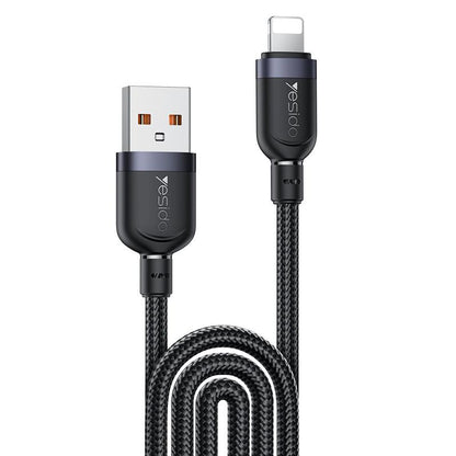 كابل يسيدو Yesido CA134L بطول 3 متر (USB-A إلى Lightning) بقوة 12 واط - تصميم مضفر مصفح وهيكل من الألومنيوم