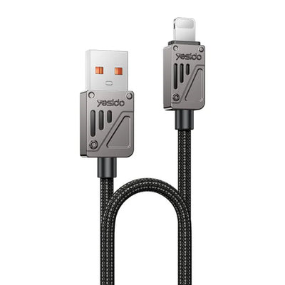 Yesido CA135L 12W USB-A to Lightning Fast Charging Cable – 1.2m Two-Tone Braided Nylon & Zinc Alloy Connectors (2.4A)